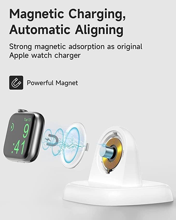 Raseget Watch Watch Stand Stand Wireless Magnetic Station עבור Apple Watch Ultra Series 8 7 SE 6 5 4 3 2 1, לבן