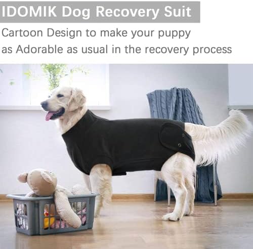 חליפת התאוששות אידומיק לכלבים לאחר ניתוח, חולצת התאוששות לכלבים מקטיפה לחתולי כלבים זכרים, קונוס צווארון אלקטרוני