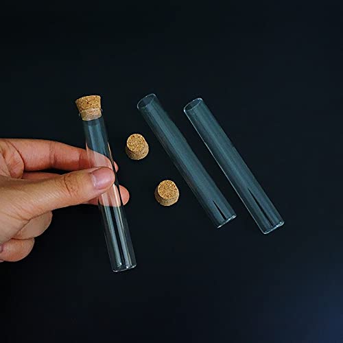 24 יחידות 15x100 ממ צינור מבחן זכוכית תחתונה שטוחה עם פקקי פקק לסוגי בדיקות