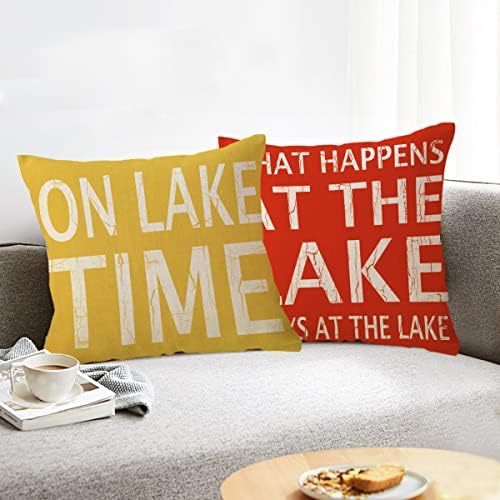 Ulove אוהב את עצמך על אגם זמן זריקת כריות עם מילות אגם חתמו על כרית כרית אגם בית אגם כרית אגם ימי מכסה 18X18 אינץ ',
