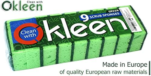 Multi Green Multi השתמש בספוג Scrub. מיוצר באירופה. 18 PK, 4.3x2.8x1.4 אינץ '. חובה כבדה נטולת ריח וסיבים ללא שריטות. קרצוף