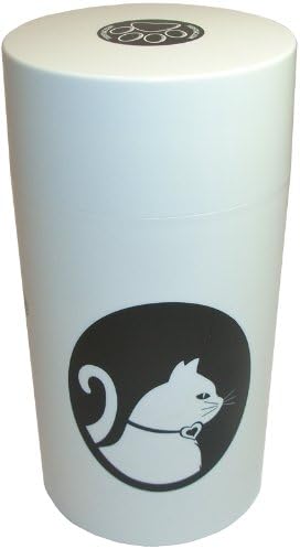 מיכל אחסון מזון לחיות מחמד אטום ואקום 12 אונקיות; כובע לבן וגוף / חתול שחור