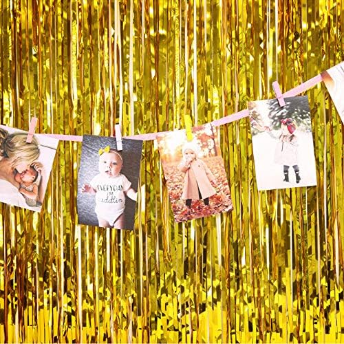 וילונות שוליים של נייר כסף טינסל מתכת זהב וילון שוליים צילום תא תפאורה וילונות קישוט לחג המולד השנה החדשה ערב יום הולדת