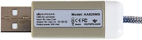 Myvolts Ripcord USB עד 9V DC Power Cable התואם למזין Petsafe Smart Feed PET