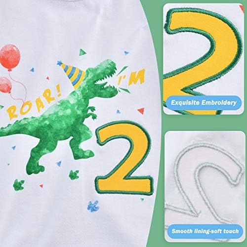 Wawsam שני יום הולדת שני חולצה דינוזאור חולצת יום הולדת
