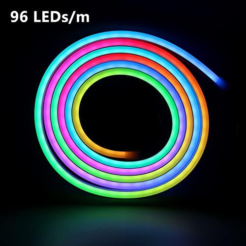 Boarda RGB LED LED LIGHT NEON, 5V/12V 96 נוריות LED/M RGB גמיש LED LED חבל ניאון רצועת אור, אטום למים, מרובי צבע