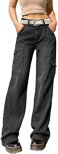 מכנסי מטען רחבים של Keusn, מכנסי מצנח נמוך מכנסי מצנח נשים נשים Y2K מכנסי מטען אימון עם מכנסי טרנינג של כיסים