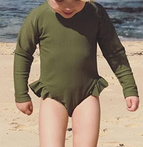 תינוקת פעוטות תינוקת תינוקת בגד ים מקשה אחת שרוול ארוך בנות בנות בגד ים בגד ים שומר פריחה
