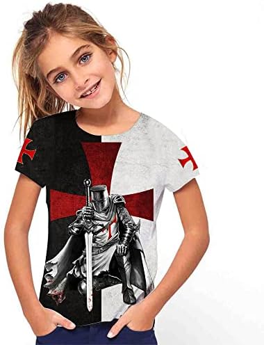 חמש חולצות אביר צלבני, הדפסת 3 גרפיקה מצחיקה חולצת אביר צלבני, נוער בני בנות גיל 4-14 שנים