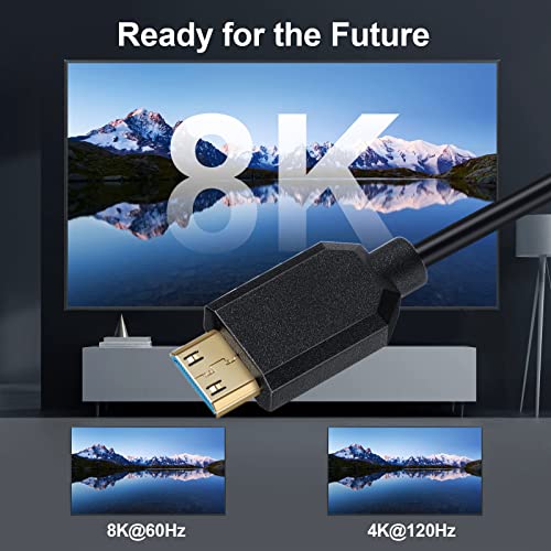 Qaooquda Micro HDMI לכבל מפותל HDMI, 8K Micro HDMI זכר לנקבה HDMI נקבה 90 מעלות כבל סיומת קפיץ 2.1 וולט לגרפיקה/כרטיס
