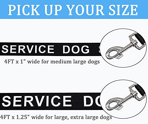 Maypaw 4ft 1.25 רצועת כלבים שחורה רחבה + רצועה + שירות כלבים שירות