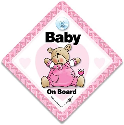 תינוק על לוח סימן, ורוד דוב ורוד לב תינוק רכב סימן, גבוהה נראות מייעצת יניקה כוס רכב חלון סימן נועד לתת אחרים כביש