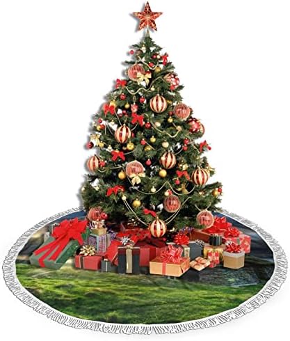 חצאית עץ חג המולד של איסלנד האט, מחצלת חצאית עץ חג המולד עם ציצית לעיצוב מסיבת חתונה לחג 48