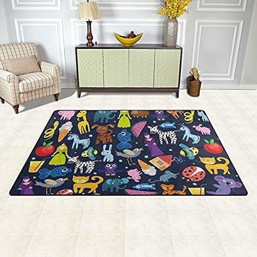 חיות מצוירות שטיחי שטיחים גדולים של שטיחי פליימאט לילדים משחק חדר שינה בחדר סלון 31x20 אינץ ', שטיח תפאורה ביתית