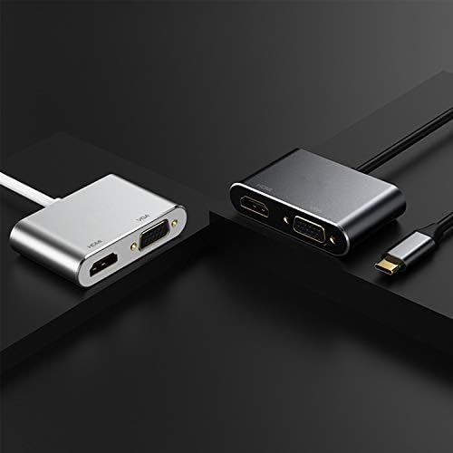 USB C ל- HDMI + מתאם VGA, 2 ב 1 USB מסוג C עד 4K HDMI + VGA Sync-Display Converter וידאו פתרון תואם ל- MacBook