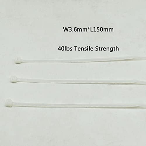 קשרי רוכסן 6 , W3.6 ממ*L150 ממ, חוזק מתיחה של 40 קילוגרם - כבד לבן, לבן מוגן על עצמם עצמיות של חוט כבל ניילון