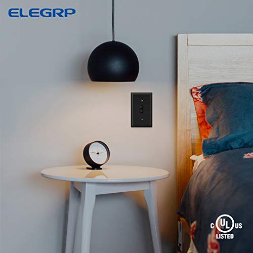 Elegrp 3 דרך החלף מתג אור עם צלחת, 15 אמפר, 120 וולט, מתג שקט AC ממוסגר, במתג קיר/כיבוי קיר, קרקע עצמית, מגורים ומסחר, UL רשום