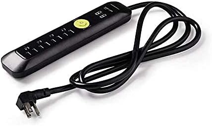 מגן נחשול חשמל עם 4 שקעים ו -2 נמלי USB טעינה מהירה כבד כבד 6 רגל כבל הארכה לבית ולמשרד על ידי Easylife Tech, שחור
