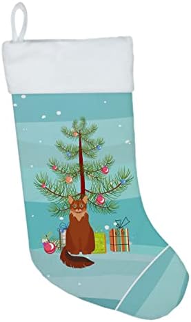 אוצרות קרוליין CK4799CS חתול סומלי גרב חג מולד שמח, אח תלויים גרביים לעונה חג המולד עיצוב חג המולד קישוטים לחג משפחתי,