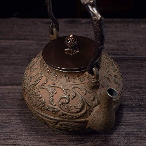 יציקת קומקום ברזל יצוק בשיטת Dewaxing יפנית מסורתית כדי לחלוט תה עלים רופף קומקום ברזל יצוק גדול לתה עלים רופפים,