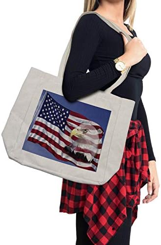 תיק קניות דגל אמריקאי של אמבסון, דגל אמריקה ברך ברוח עם איגל חשיפה כפולה תמונת אזרח, תיק לשימוש חוזר וידידותי