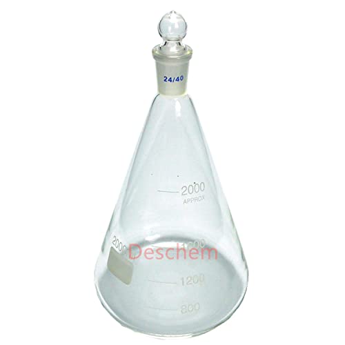 בקבוק ארלנמאייר זכוכית דינגלב, בקבוק חרוטי במעבדה עם פקק מפרקים קרקע 24/40