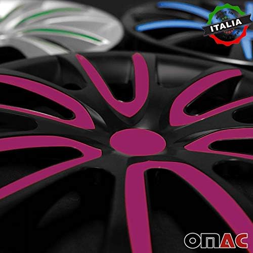 OMAC HubCaps 16 אינץ 'עבור יונדאי טוסון שחור וסגול 4 יח'. כיסוי חישוקי גלגלים - כובעי רכזת - החלפת חוץ של צמיג מכוניות