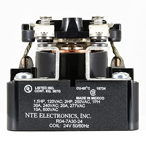 NTE Electronics R04-7A30-24 סדרה R4 מטרה כללית מטרה כללית ממסר מסגרת פתוחה AC, כבד, DPST-NO סידור קשר, 30