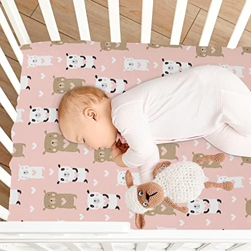 תינוק חמוד פנדה דוב גיליון עריסה מצוירת לבנות בנות, גיליונות מזרן מיטת פעוטות, מתאים למזרן עריסה בגודל סטנדרטי 20201351