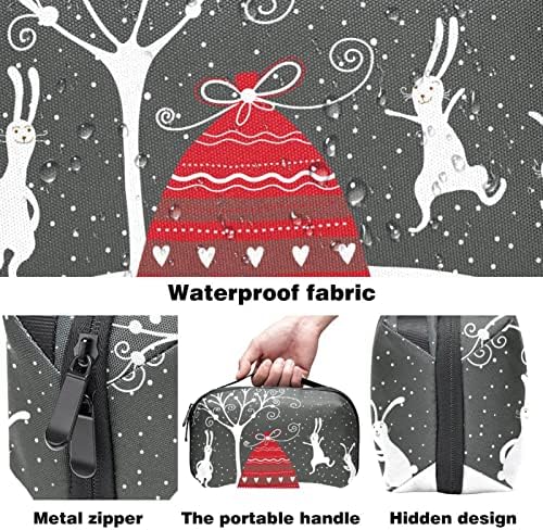 חג המולד אדום תיק ארנב פתית שלג תיק קוסמטי לנשים חמוד אופנה ארנק עמיד למים איפור תיק מרווח נסיעות מוצרי
