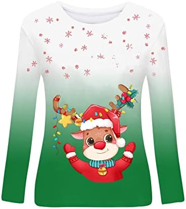 Qtthzzr grinch סווטשירט חולצה מצחיקה לנשים שיפוע שרוול ארוך אופנה סווטשירט חג המולד חמוד