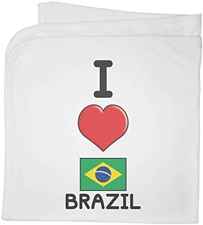 Azeeda 'אני אוהב את ברזיל' שמיכה / צעיף כותנה כותנה