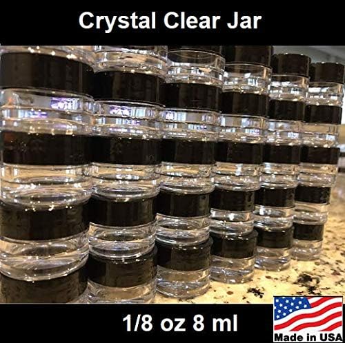 30 יח 'Crystal Clear1/8 גרם 6 מל צנצנות ריקות כובע חלק שחור