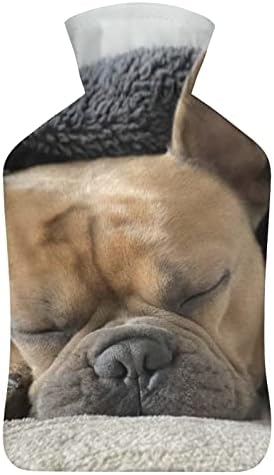 בקבוק מים חמים לכלב פאג ישן עם כיסוי רך לדחיסה חמה וטיפול קר להקלה על כאבים 6 על 10.4 אינץ