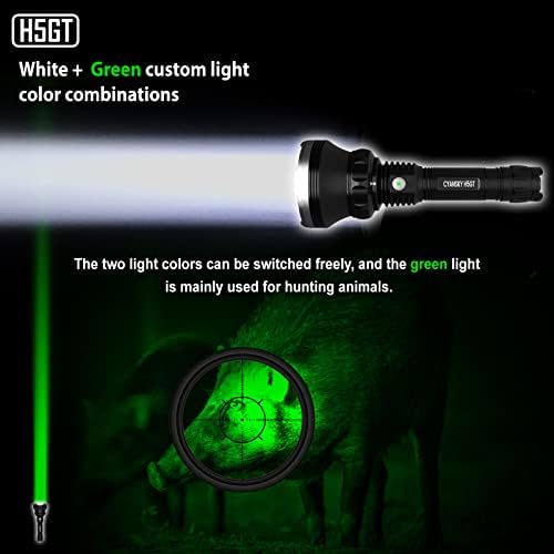 Cyansky H5GT פנס צבע כפול, אור ירוק לבהמות ציד, אור לבן לחיפוש והצלה בחוץ, לומן גובה וטווח ארוך