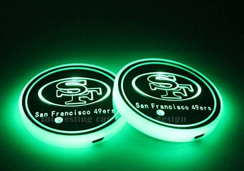 2 יחידות LED LED מכונית מחזיק כרית כרית אורות לראבנס 7 צבעים המשתנים USB טעינה מחצלת LED כוס חצלת מכונית אווירה מנורת אורות