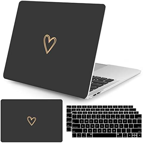 Seorsok תואם ל- MacBook Air 13 אינץ 'מקרה 2020 2019 2018 שחרור A1932 A2179 M1 A23337 מזהה מגע, זהב ותבנית לב חמודה