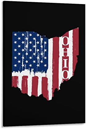 וינטג 'מדינת אוהיו אמריקה דגל דגל מודפס קיר אמנות יצירות אמנות מודרניות תמונת תלויה אנכית לקישוט הבית של חדר השינה