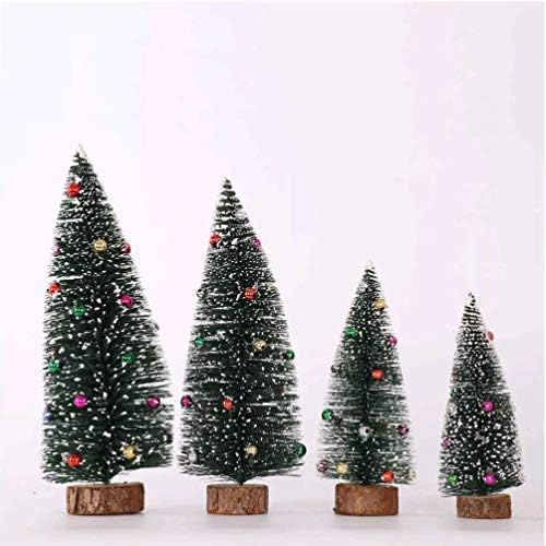 Bestoyard Mini Tree חג המולד מיניאטורה עץ אורן מלאכותי עץ חג המולד עץ שלג עץ בקבוק בקבוק עץ מברשת עם בסיס