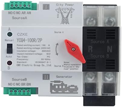 Murve ycq4-100r/2p שלב יחיד מסילה DIN ATS 220V כוח כפול העברה אוטומטית מתגי בורר חשמל מתגי ללא הפרעה