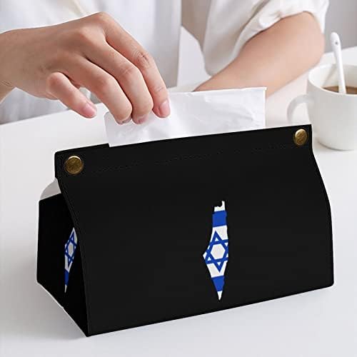 מפת דגל של קופסת רקמות ישראל מכסה עור רקמות עור מחזיק ברקמות מלבניות מארגן נייר מארז