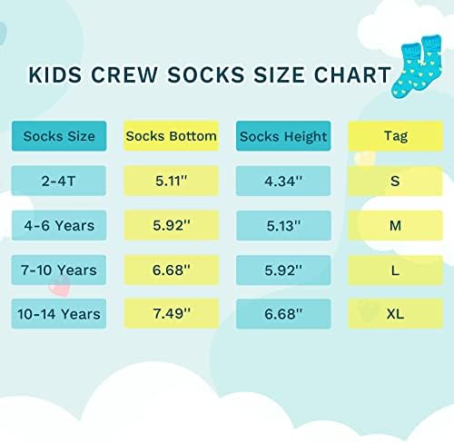 פעוטות Jocmic ילדים Crew Crew Socks בנות בנות גרבי קרסול אתלטי 7-10 שנים מולטי 1