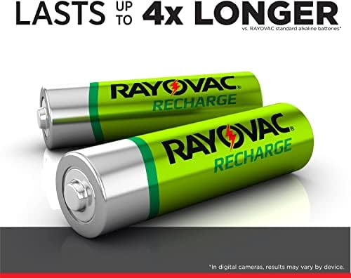 Rayovac AAA פלוס סוללות נטענות וחבילת חבילה של מטען סוללות USB, 4 סוללות AAA
