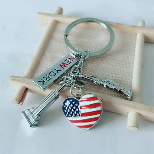 מחזיק מפתחות גלפדה מחזיק מפתחות יום העצמאות האמריקאי פסל החירות מחזיק מפתחות מחזיק מפתחות מתכת פטריוטי ארהב ליום