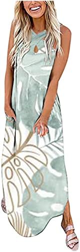 נשים קיץ מקרית מקסי שמלות מוצלב חלול החוצה ארוך שמלה קיצית עם כיסי עניבה לצבוע פרחוני זורם חולצה שמלה