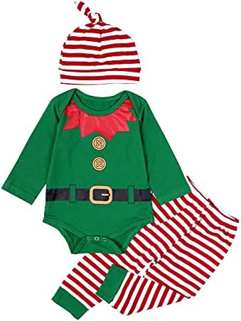 תינוקת ילדה אלף תלבושת חג המולד חג המולד סמטה סרגל סרבל רומפר שרוול ארוך 3 יחידות בגדי חורף