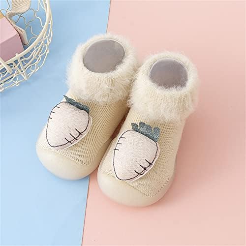 תינוק מוקסינים פעוט ילדים תינוקות בני בנות נעליים ראשון הליכונים מעובה חם חמוד קריקטורה נוגד החלקת נעלי גרביים