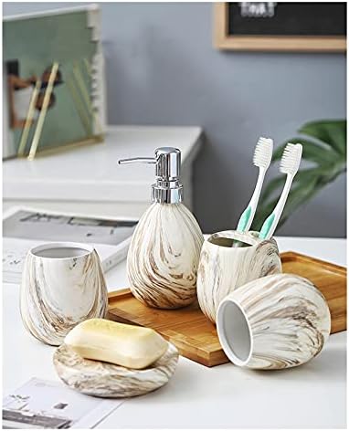 מתקן סבון אורמי קרמיקה סט אמבטיה סט כוסות שטיפה כוסות אמבטיה עם שישה חלקים עם מתקן סבון/מברשת שיניים כוס/צלחת סבון/מגש/שטיפת
