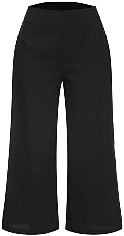 פלוס פשתן גודל רזה רזה דרך מכנסיים נשים ישר רגל קיץ מכנסיים גבוהים נושמים טרקלינים חיצוניים מוצקים