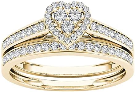 מדומה לנשים עגולות עגולות גזרות טבעות טבעת נישואין ללהקות חתונה לנשים תכשיטים בגודל זהב 6 עד 10